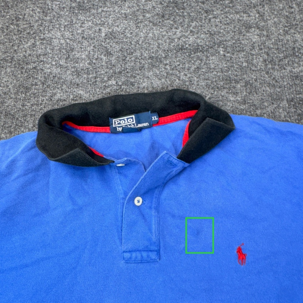 Polo Ralph Lauren Polo Mens XL Blue Black Collar Short Sleeve Pique Preppy - Picture 8 of 12